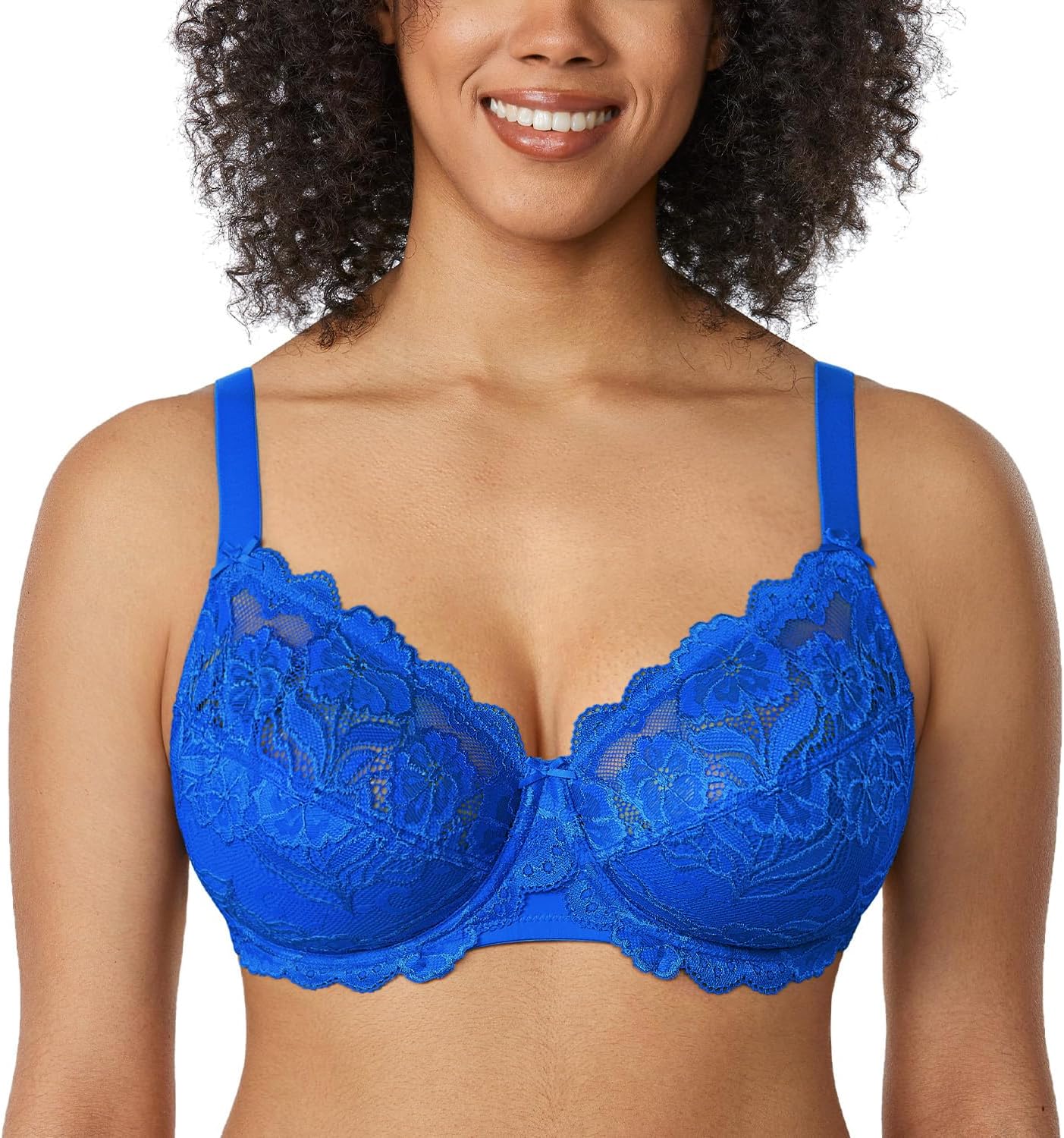 Plus Size Full Coverage Bra - Lace Underwire Unlined Bra Up to J Cup