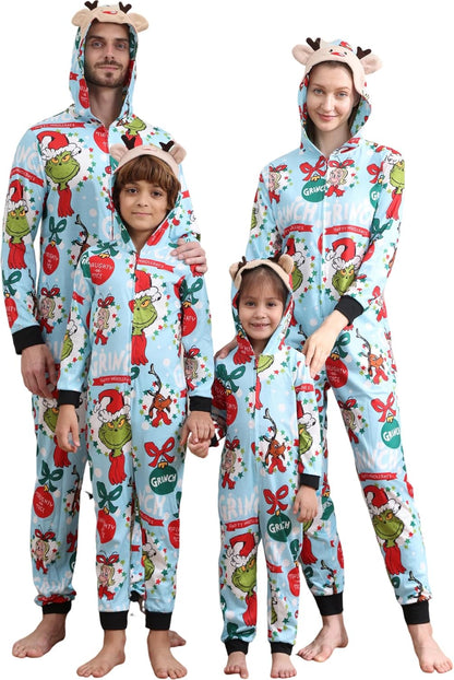 Matching Christmas Onesies for Family - Zip Up One-Piece Holiday Pajamas