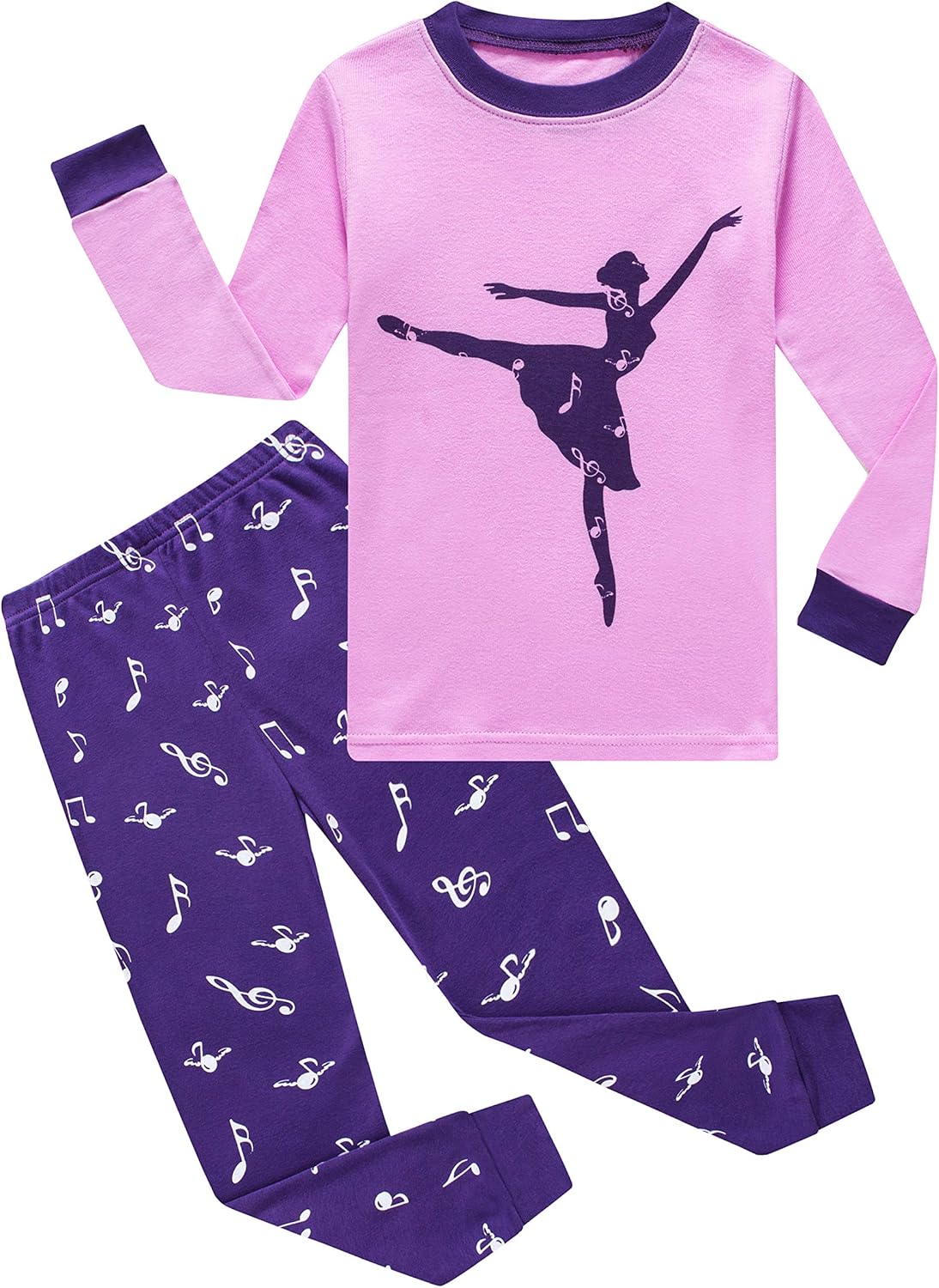 Kids Cotton Pajamas 2 Piece Set - Soft Sleepwear for Boys and Girls Purple A1