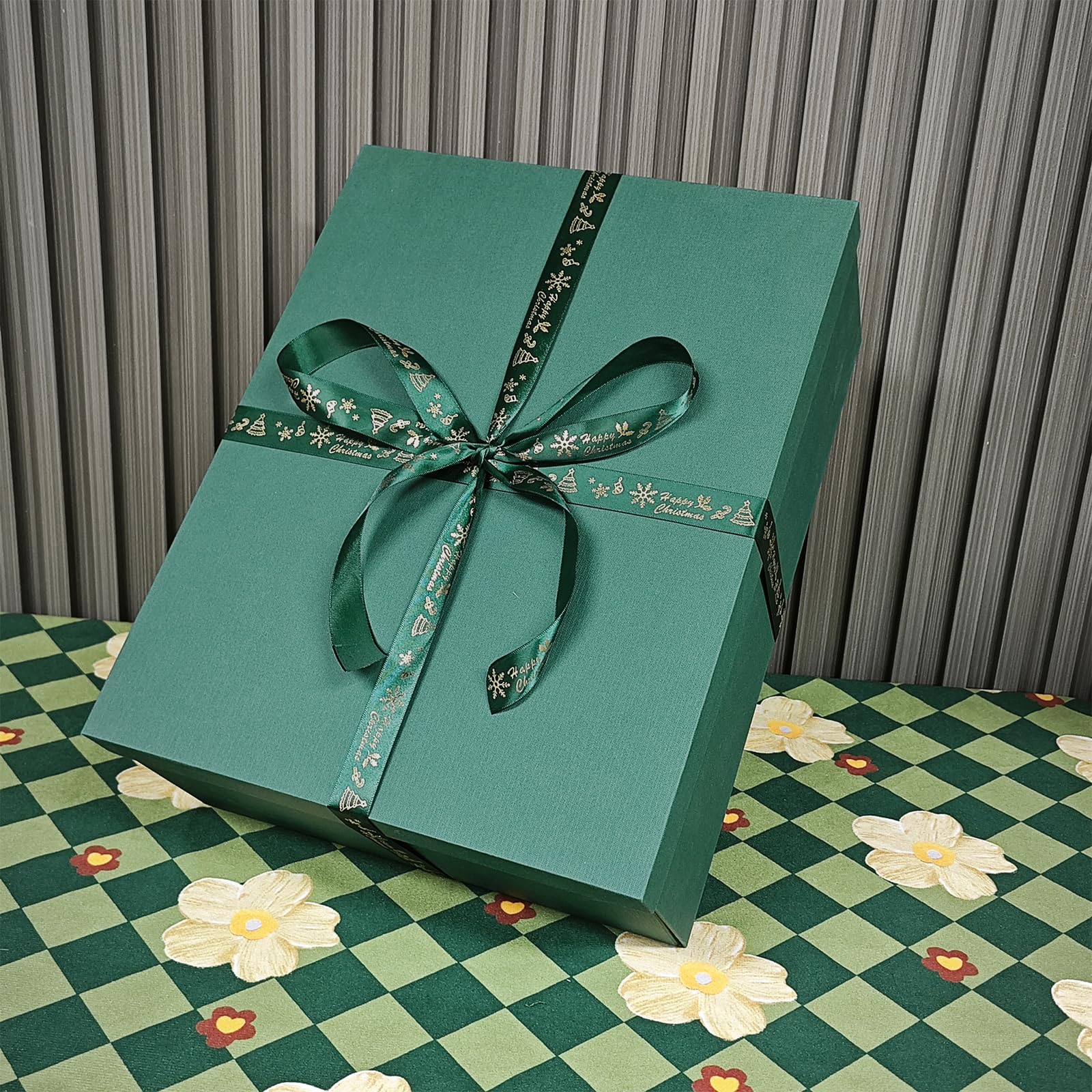 Large Gift Box with Lid 16.5x13x5.5 inches - Includes Card, Ribbons & Filler