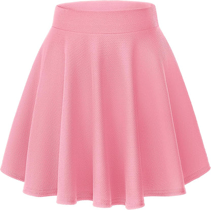 Women Flared Mini Skater Skirt - Stretchy A-Line Circle Skirt