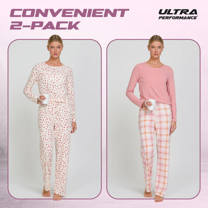 Women's Pajama Sets 2 Pack - Soft Lounge PJ Pants Set for Sleeping & Lounging