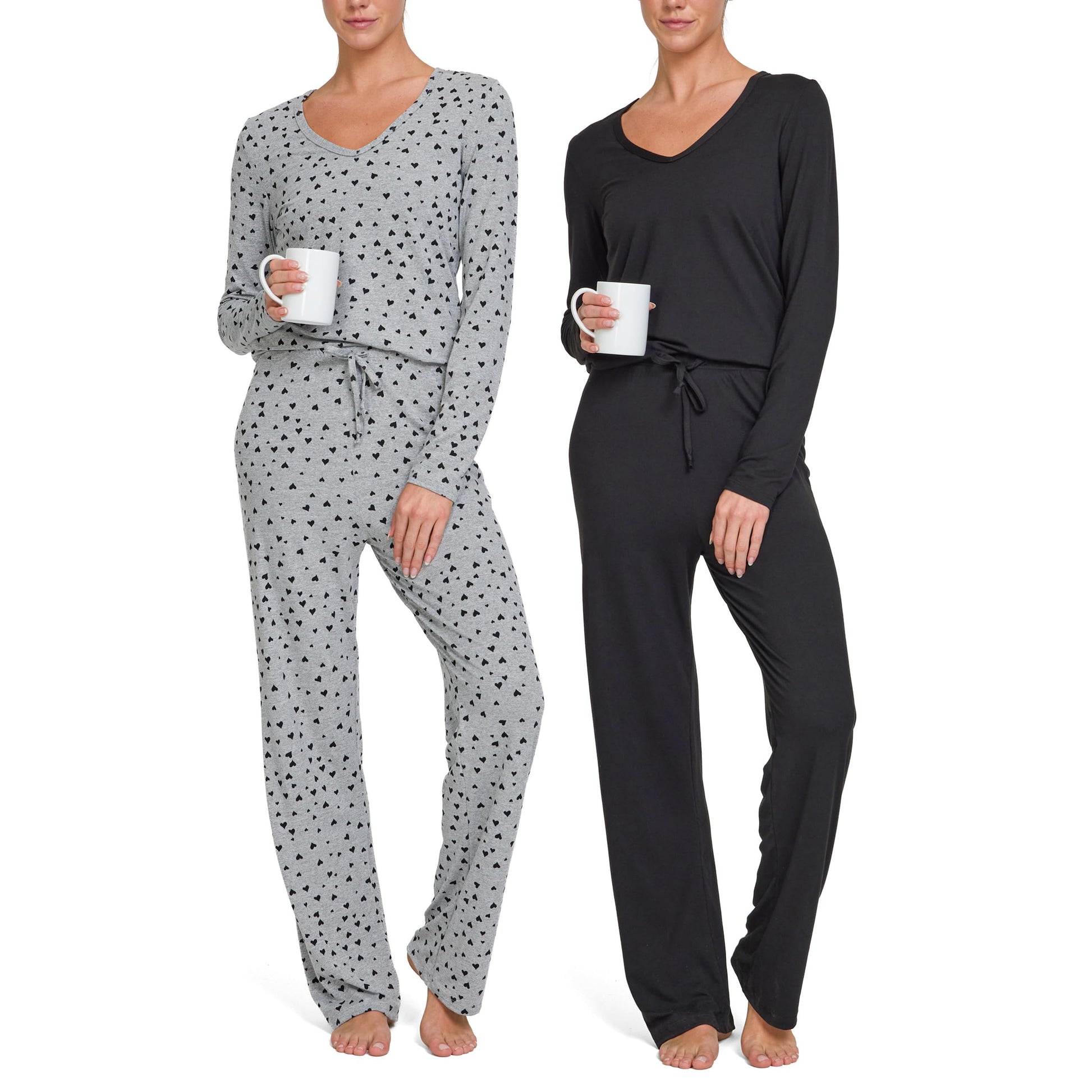 Women's Pajama Sets 2 Pack - Soft Lounge PJ Pants Set for Sleeping & Lounging
