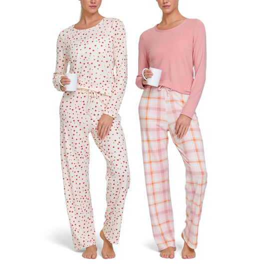 Women's Pajama Sets 2 Pack - Soft Lounge PJ Pants Set for Sleeping & Lounging