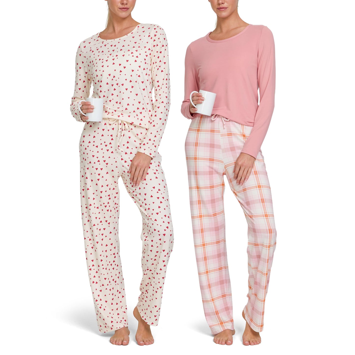 Women's Pajama Sets 2 Pack - Soft Lounge PJ Pants Set for Sleeping & Lounging