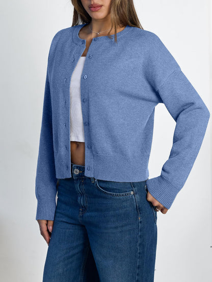 Women's Cropped Cardigan Sweaters - Lightweight Fall Button Up Knit