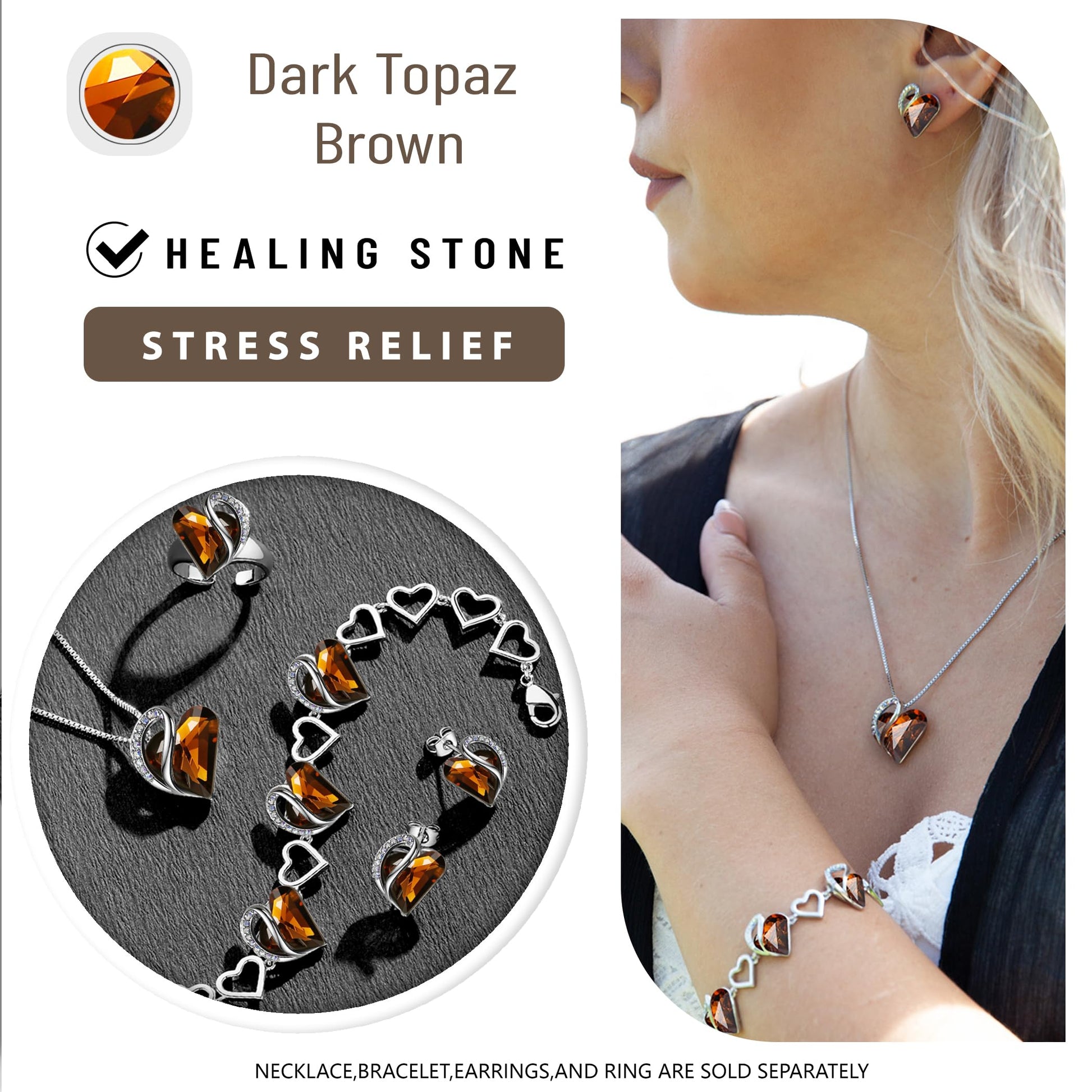 Infinity Love Birthstone Heart Necklace - 18K White Gold Plated Crystal Pendant Gift for Women