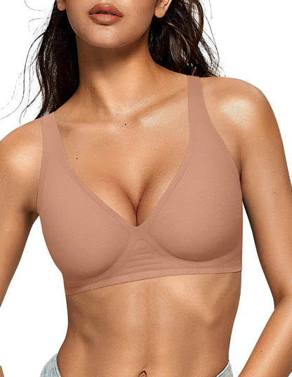 Wireless Deep V Bra Comfortable Supportive Push Up Bralette No Underwire T-Shirt Bra