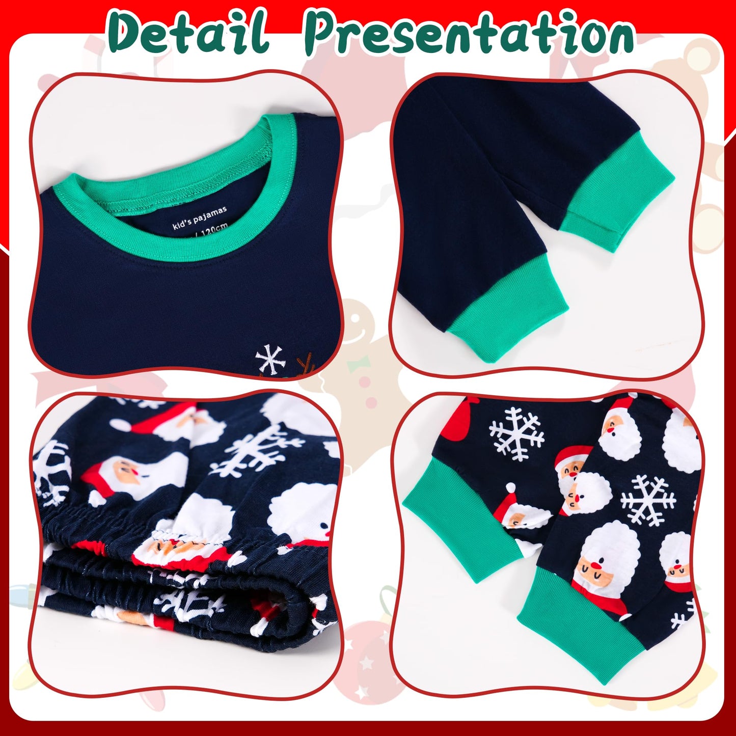 Tphon Kids Christmas Pajamas Sets Santa Claus Dinosaur Sleepwear Long Sleeve PJS Set for Boys Girls 2-12 Years