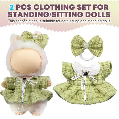 3 Piece Handmade Crochet Outfit for 17cm Dolls - Heart Sweater Hat & Bag Set