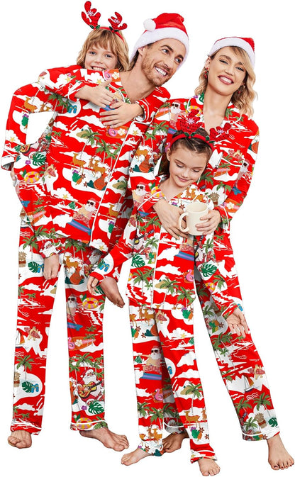 Christmas Family Matching Pajamas - Long Sleeve Button Down PJ Set
