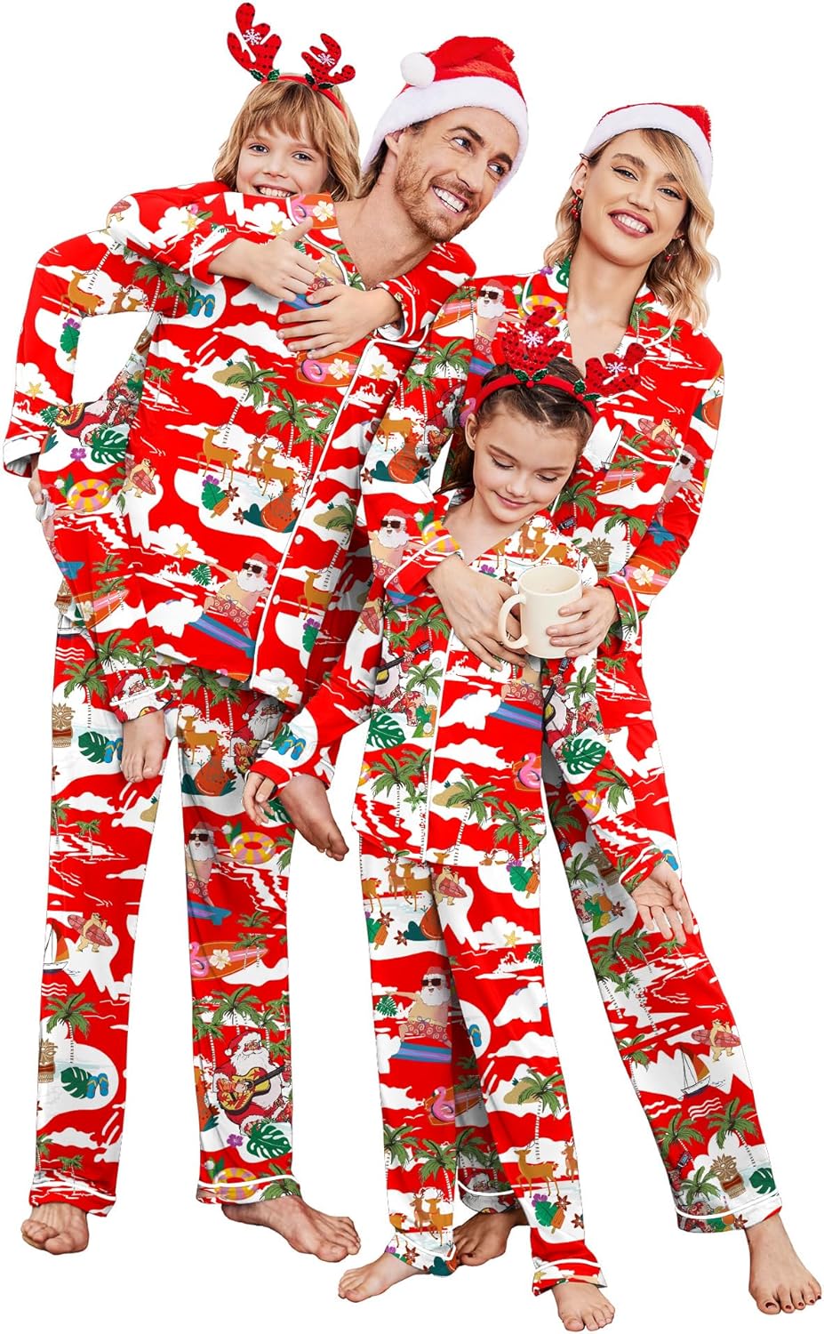 Christmas Family Matching Pajamas - Long Sleeve Button Down PJ Set