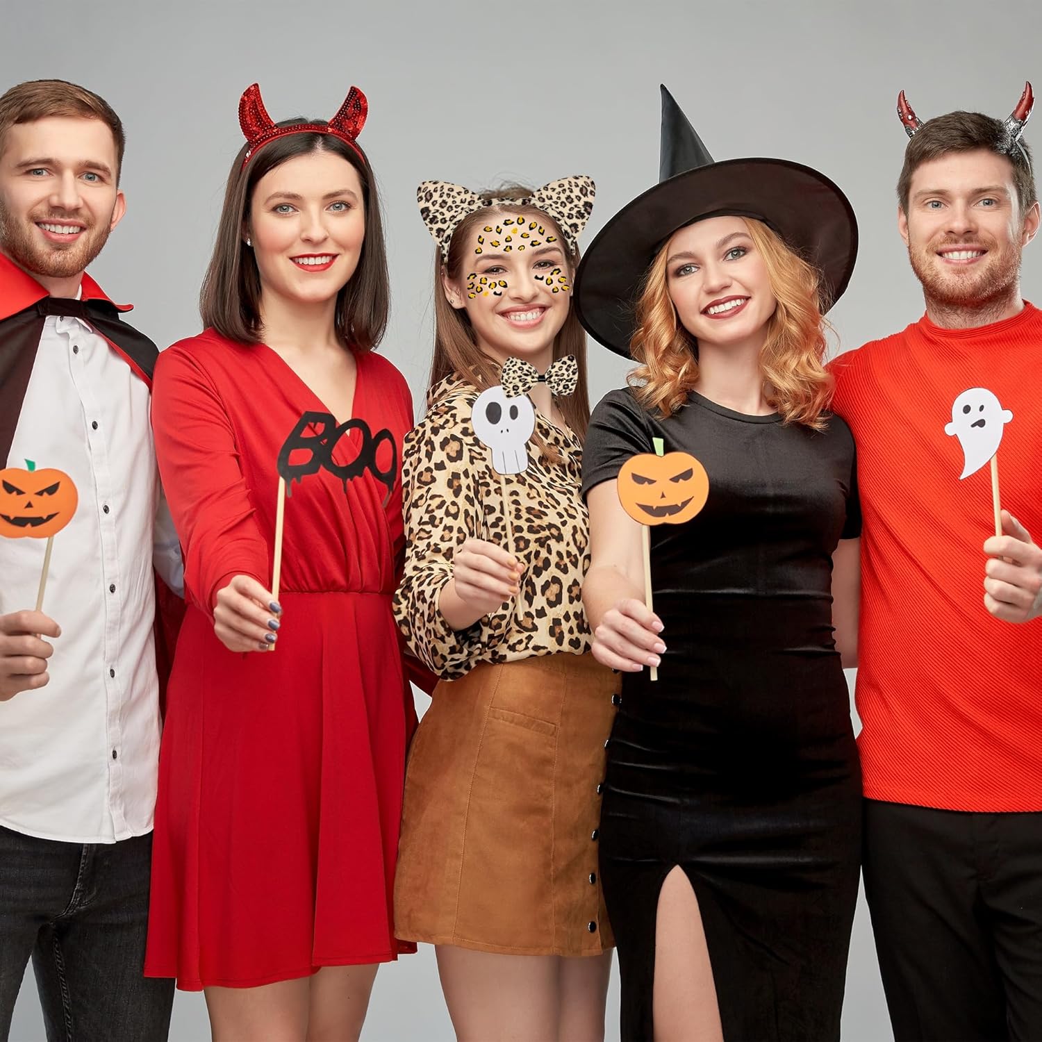 Valentine Leopard Costume - Animal Ears Headband Tail and Face Stickers - Halloween Leopard Cat Costume