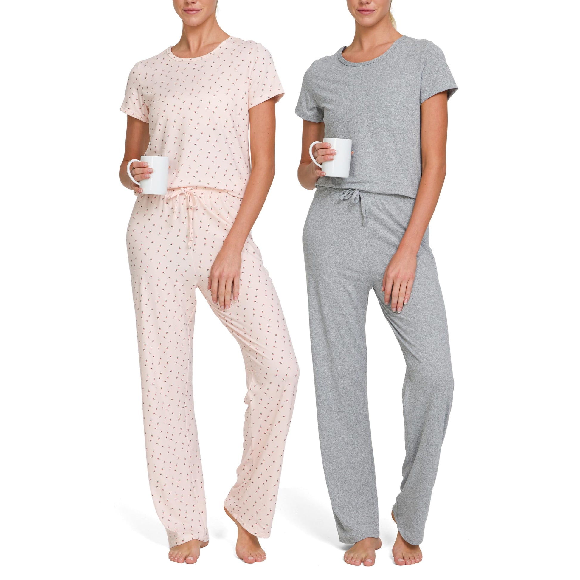 Women's Pajama Sets 2 Pack - Soft Lounge PJ Pants Set for Sleeping & Lounging