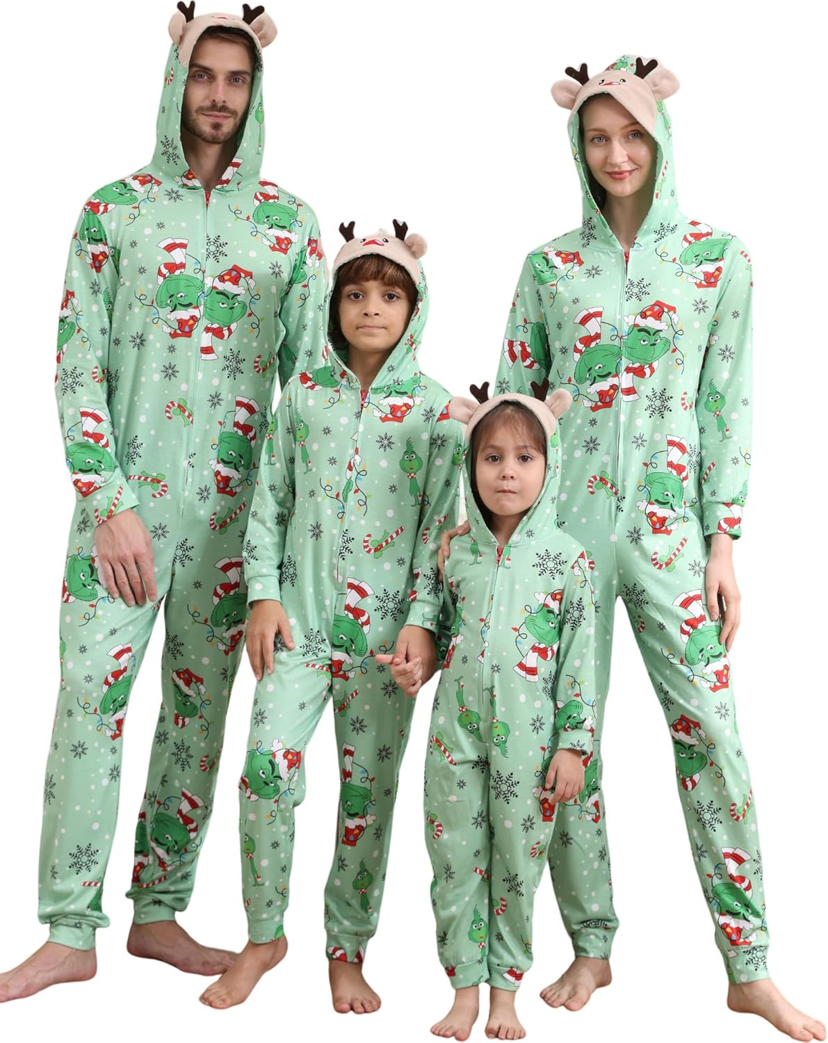 Matching Christmas Onesies for Family - Zip Up One-Piece Holiday Pajamas