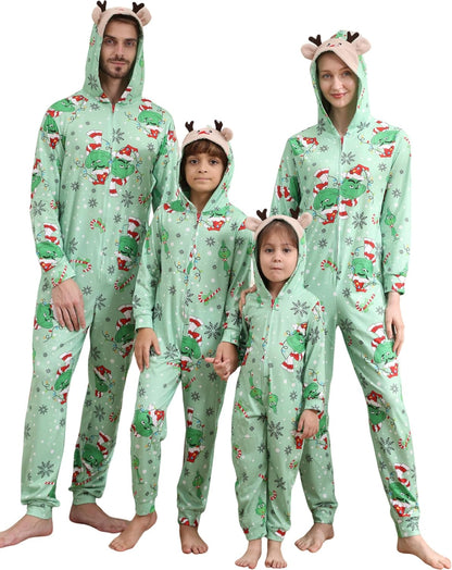 Matching Christmas Onesies for Family - Zip Up One-Piece Holiday Pajamas