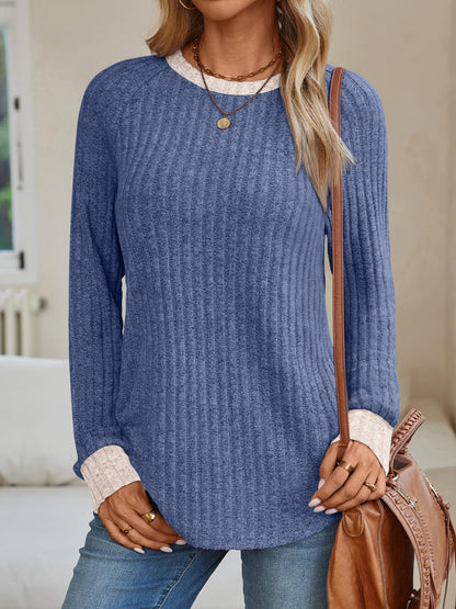 Women's Long Sleeve Tunic Tops - Dressy Casual Color Block Sweaters