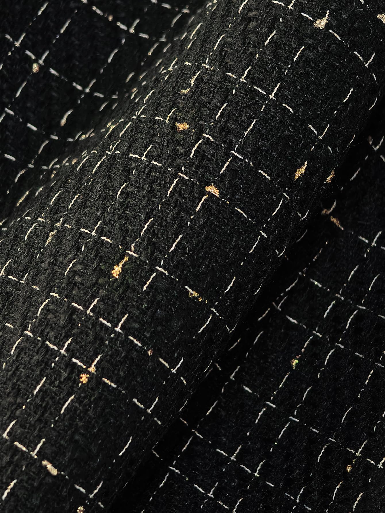 Women's Tweed Blazer Jacket - Open Front Stand Collar Professional Work Coat