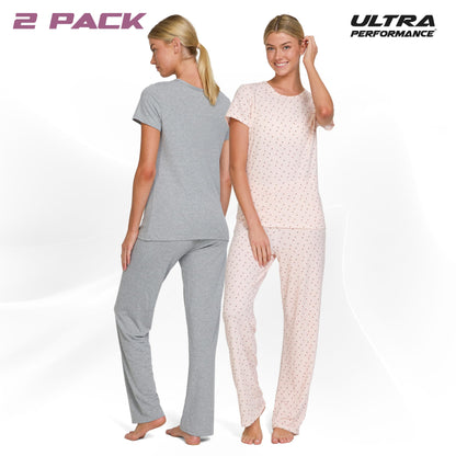 Women's Pajama Sets 2 Pack - Soft Lounge PJ Pants Set for Sleeping & Lounging