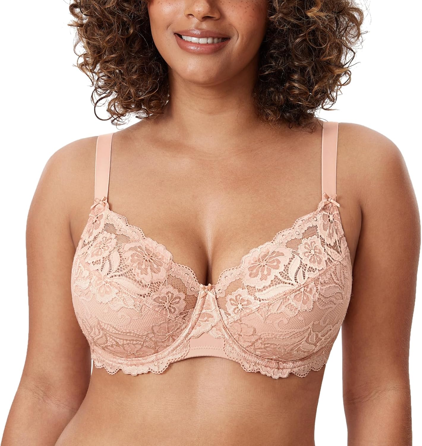 Plus Size Full Coverage Bra - Lace Underwire Unlined Bra Up to J Cup