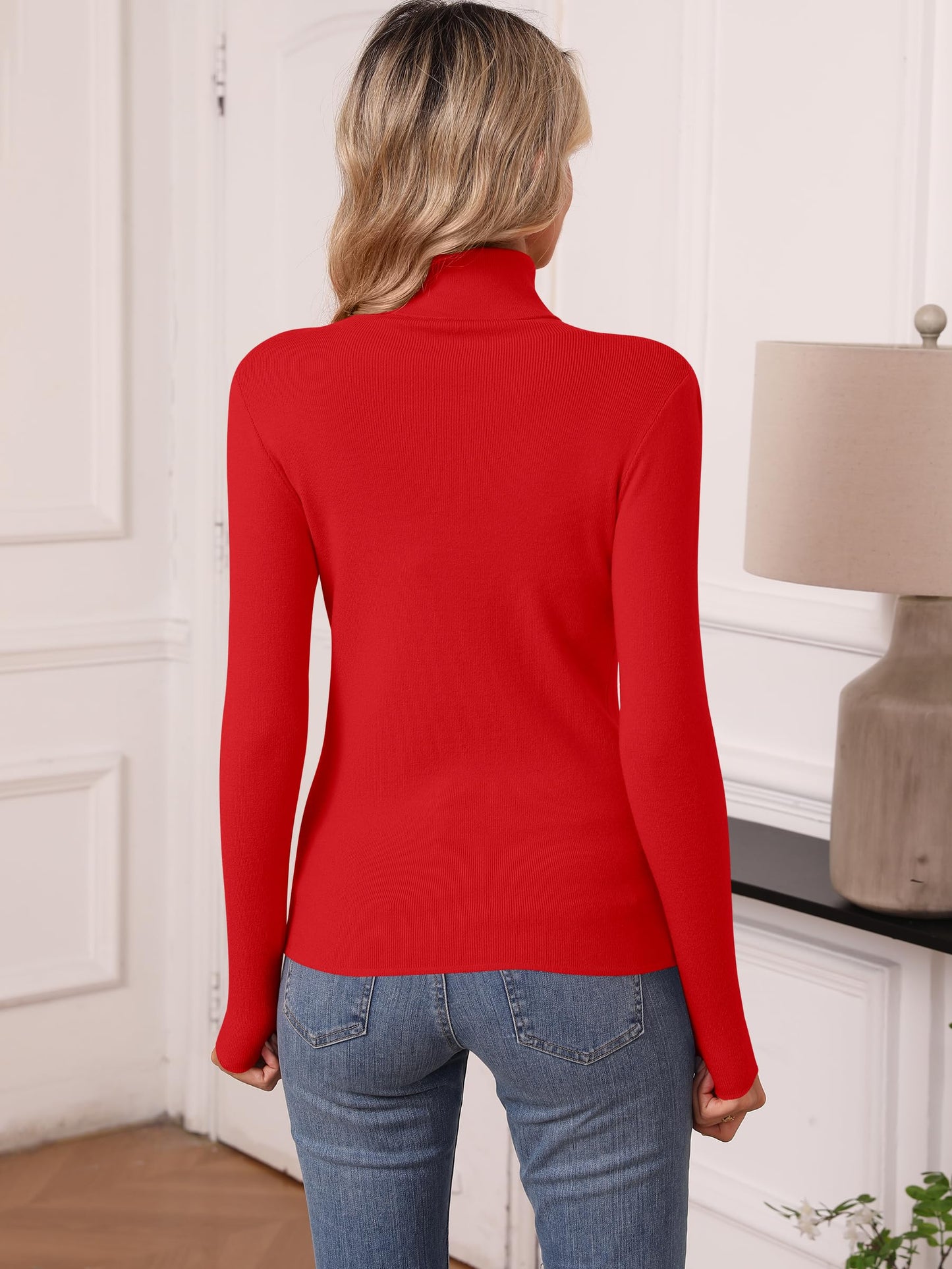 Women's Turtleneck Long Sleeve Shirt - Thermal Underwear Top for Fall Winter