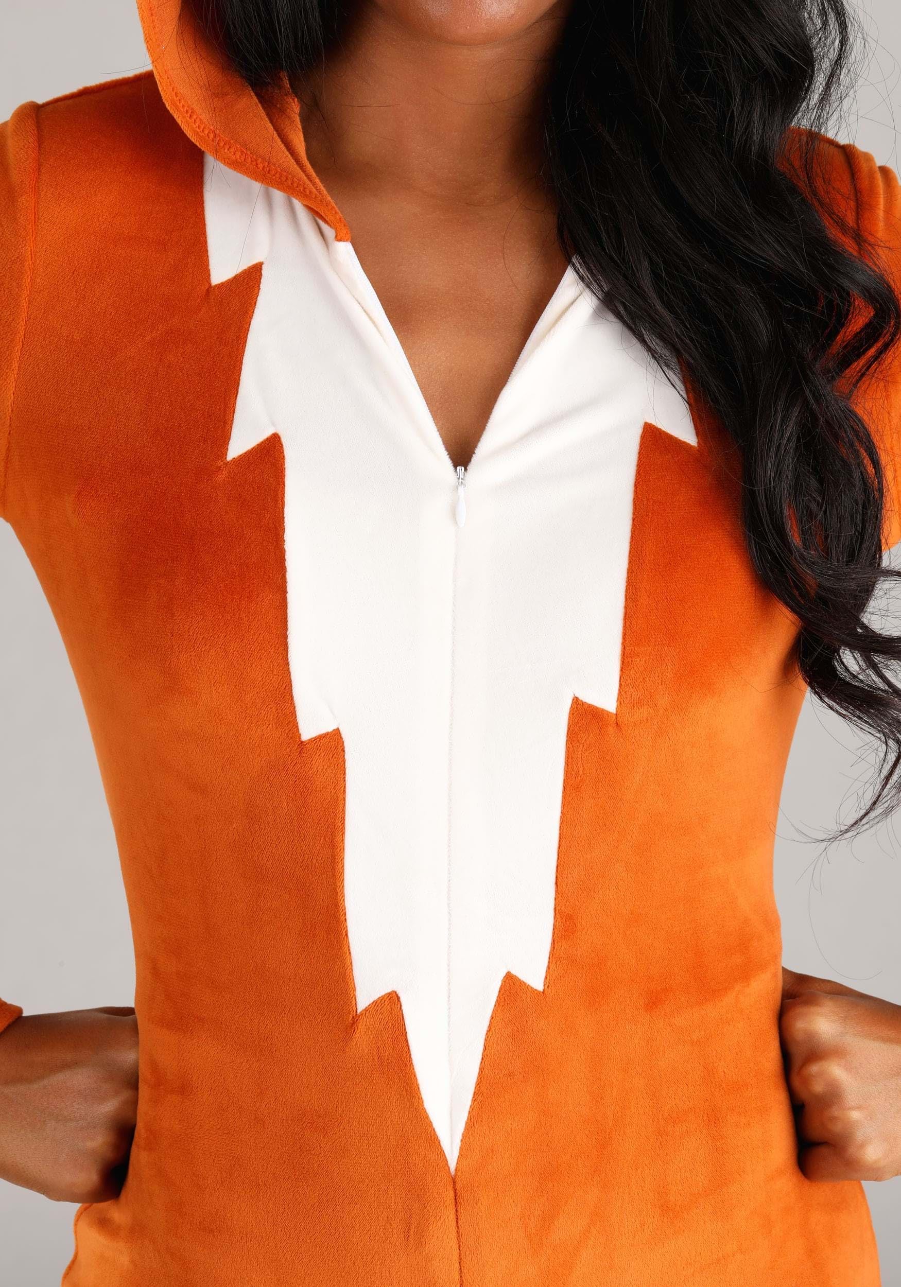 Fierce Fox Costume - Women's Hooded Plush Romper with Tail for Halloween