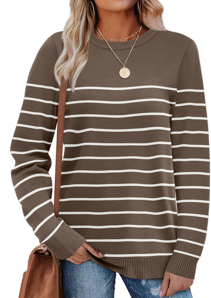 Women's Lightweight Sweaters - Long Sleeve Crewneck Pullover Tops