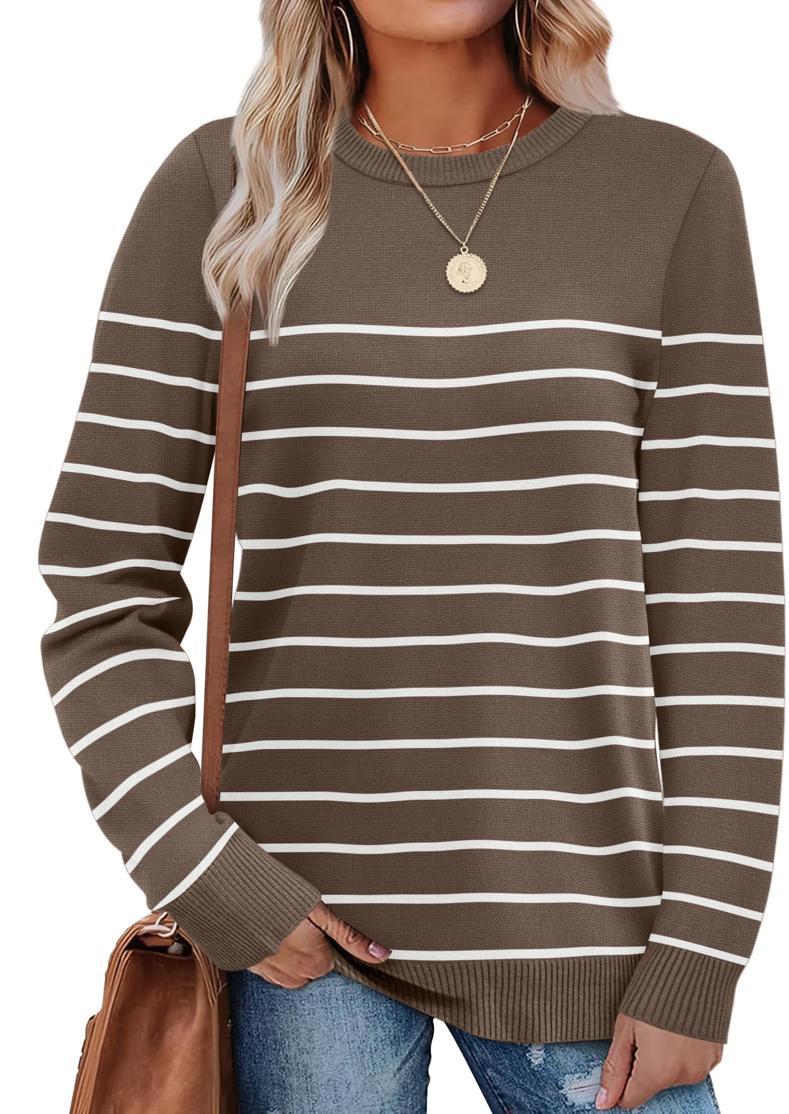 Women's Lightweight Sweaters - Long Sleeve Crewneck Pullover Tops