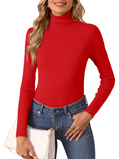 Women's Turtleneck Long Sleeve Shirt - Thermal Underwear Top for Fall Winter