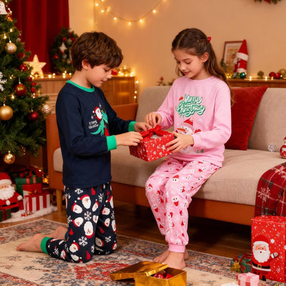 Tphon Kids Christmas Pajamas Sets Santa Claus Dinosaur Sleepwear Long Sleeve PJS Set for Boys Girls 2-12 Years