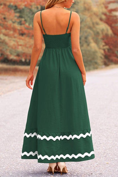 Blue Casual Dresses - Women's Sleeveless Spaghetti Strap Maxi Dress - Flowy Beach Ruffle