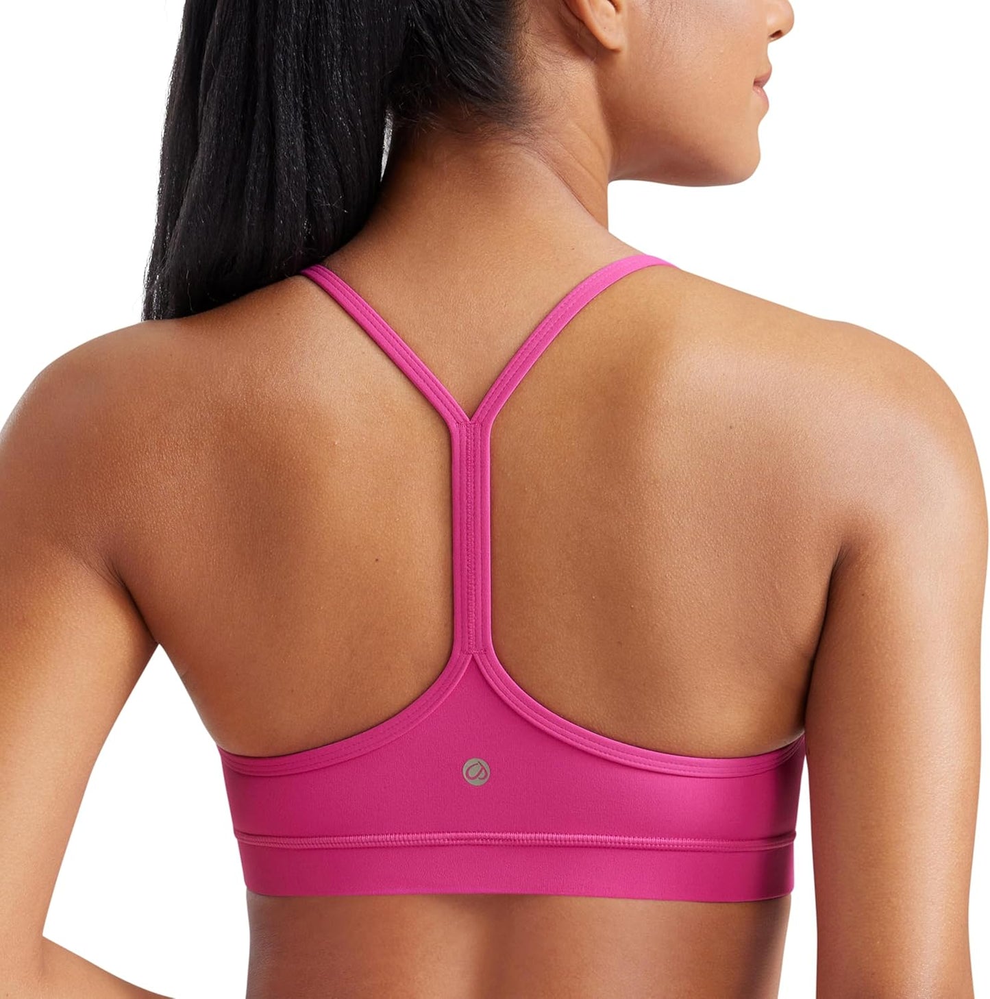 Women's Y-Back Sports Bra Padded Racerback Low Impact Workout Top Hibiscus Purple