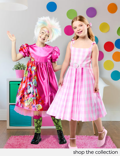 Barbie Perfect Day Costume Dress - Kids Girls Movie Outfit with Belt