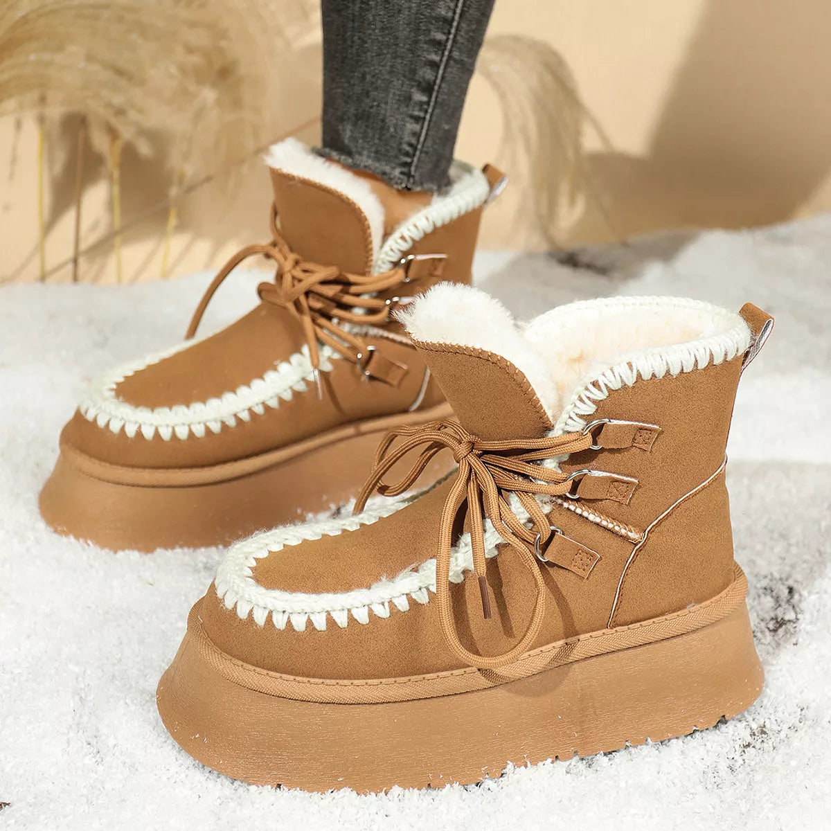 Sherpa Lined Platform Snow Boots