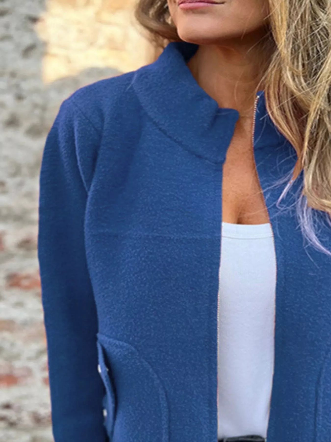 Full Size Zip-Up Long Sleeve Outerwear Plus Size