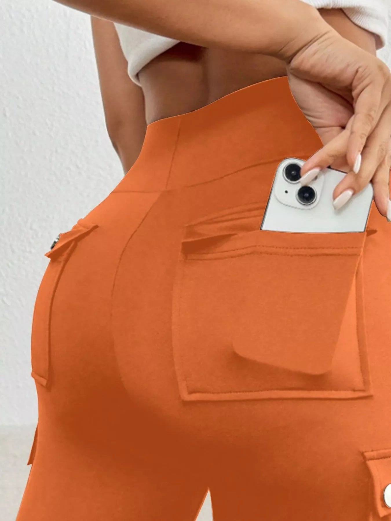 High Waist Pocketed Active Shorts