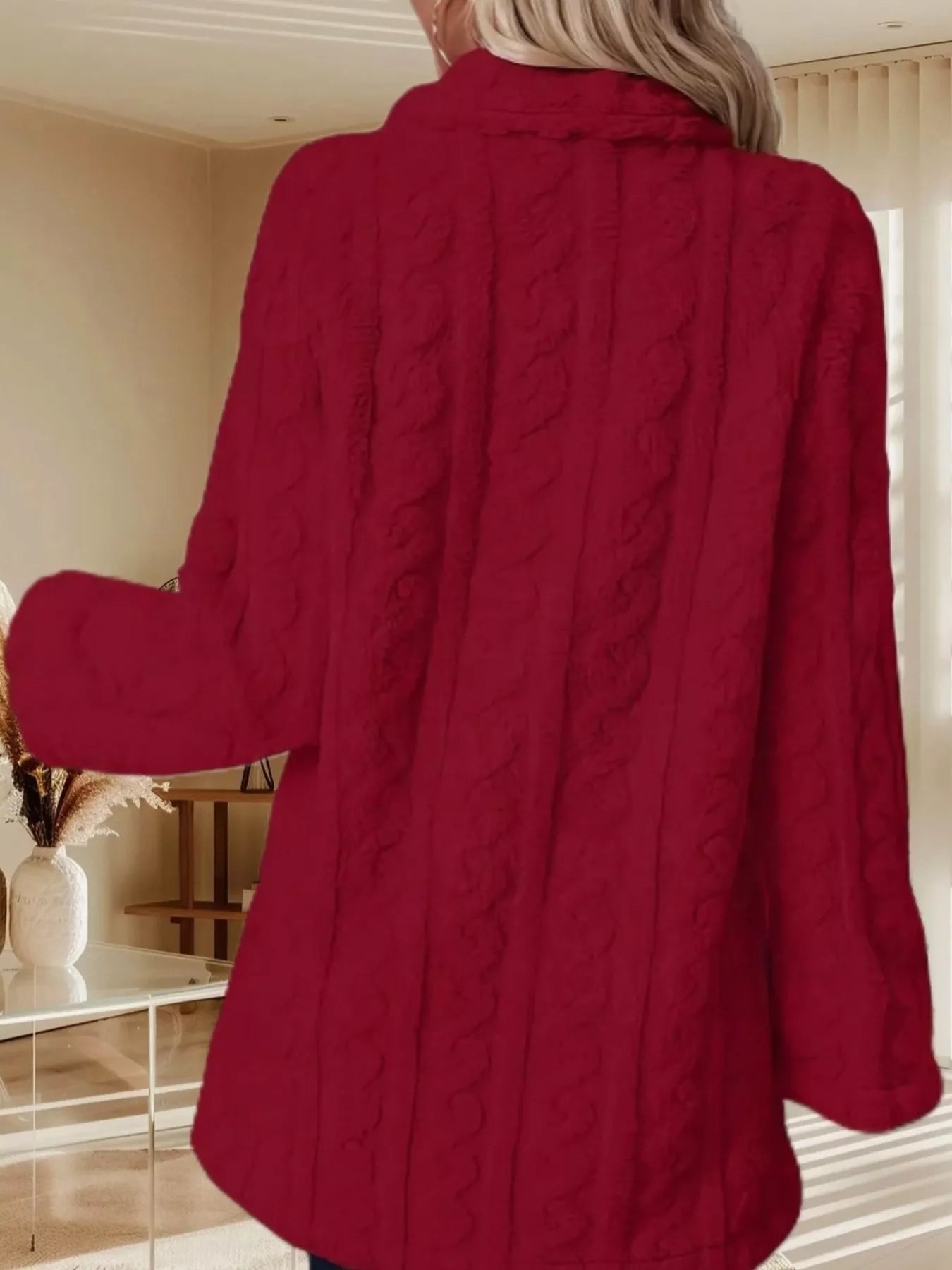 Double-Breasted Fleece Longline Coat