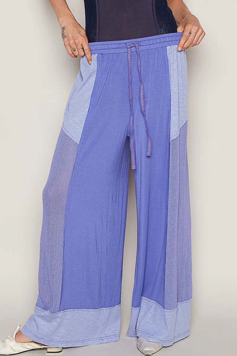 POL Drawstring Wide Leg Pants Blue Purple