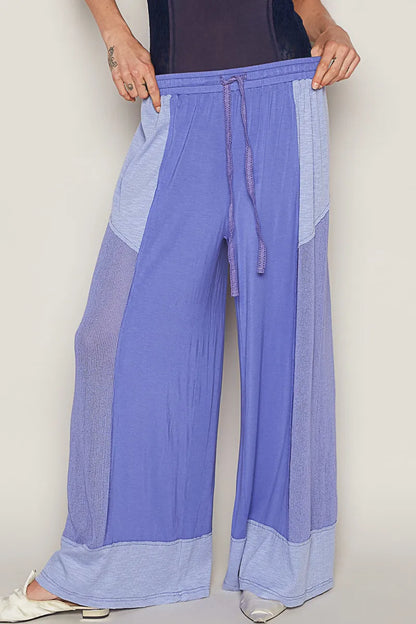POL Drawstring Wide Leg Pants Blue Purple