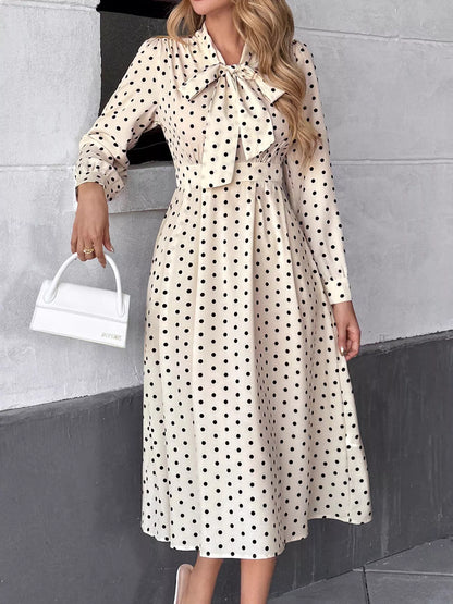 Tie Front Polka Dot Dress Ivory