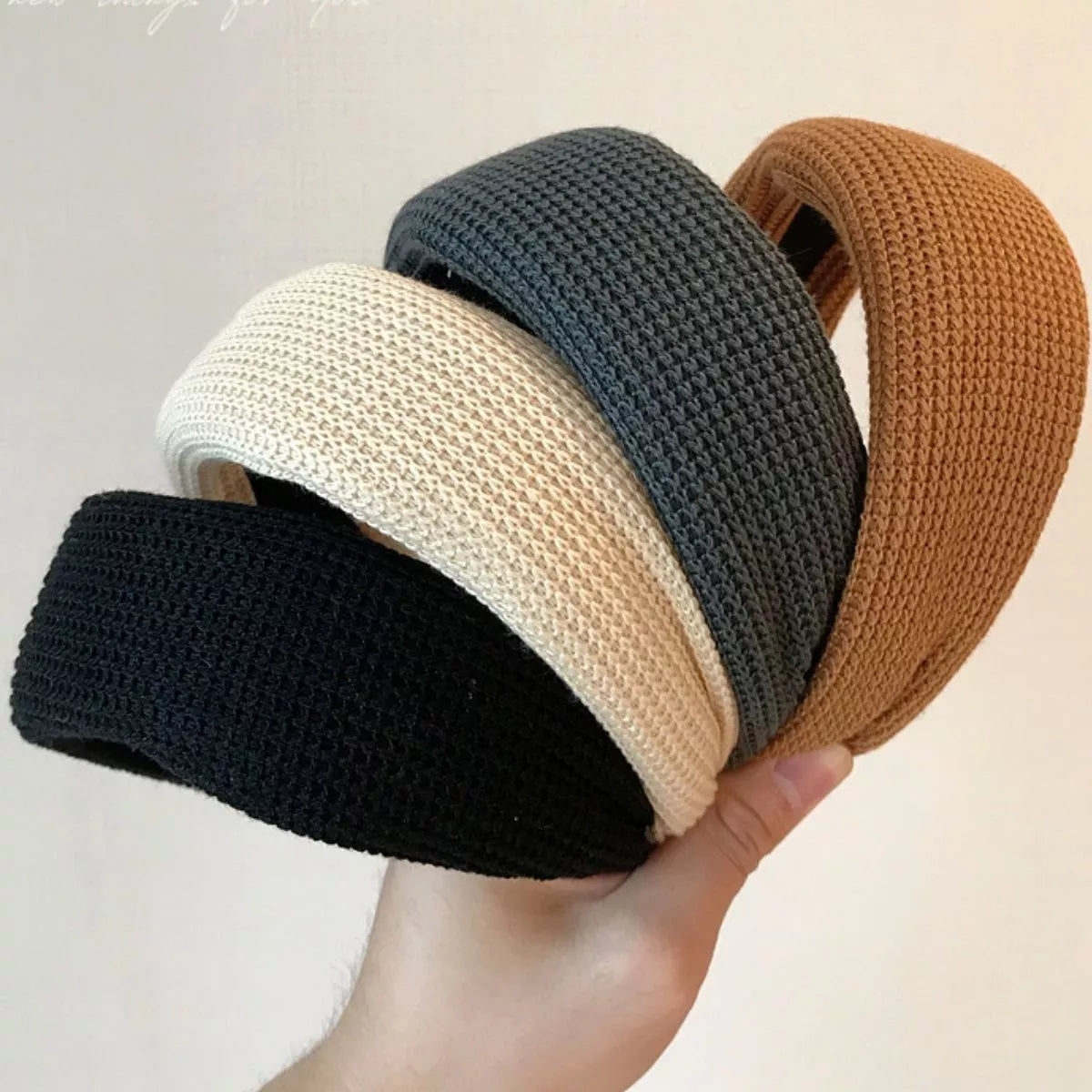 Knitted Wide Padded Headband Caramel One Size