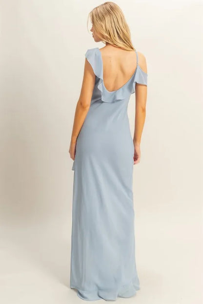 HYFVE Chiffon Ruffle Trim Midi Dress