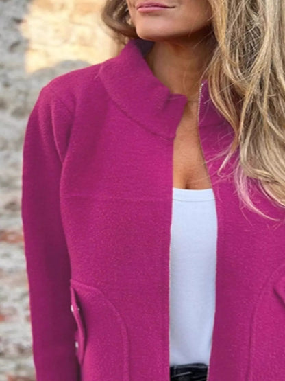 Full Size Zip-Up Long Sleeve Outerwear Plus Size