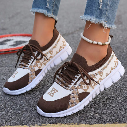 Breathable Mesh Lace Up Sneakers Dark Brown