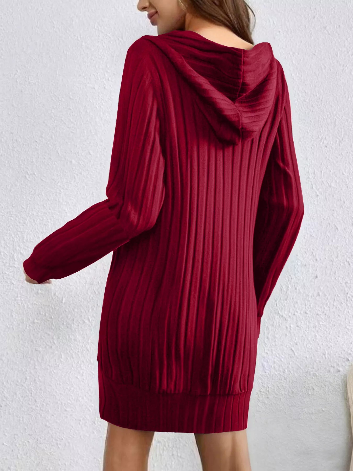 Ribbed Knit Hoodie Dress