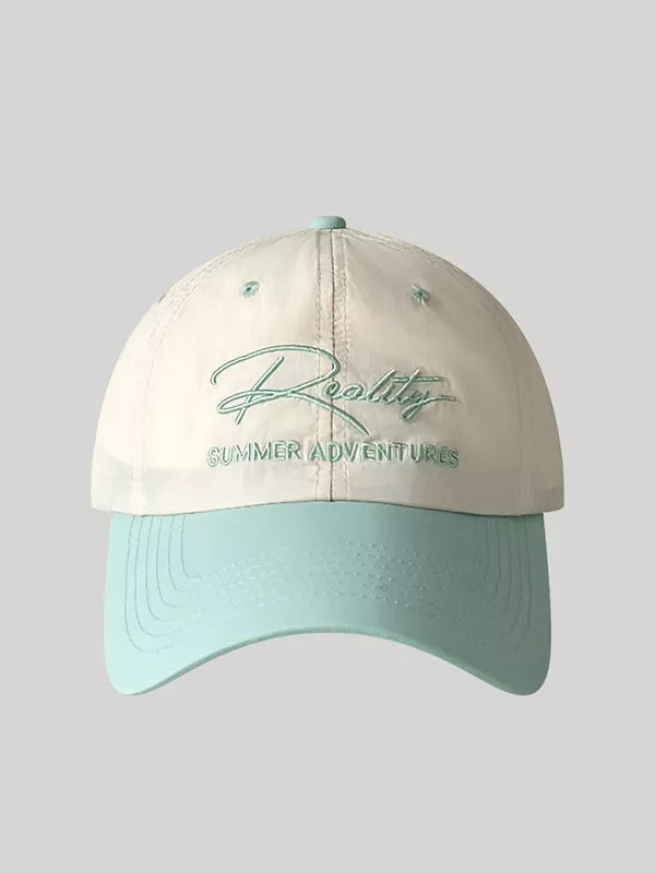 Letter Embroidered Adjustable Baseball Cap Light Green One Size