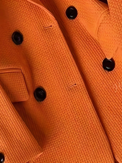 Double-Breasted Textured Blazer