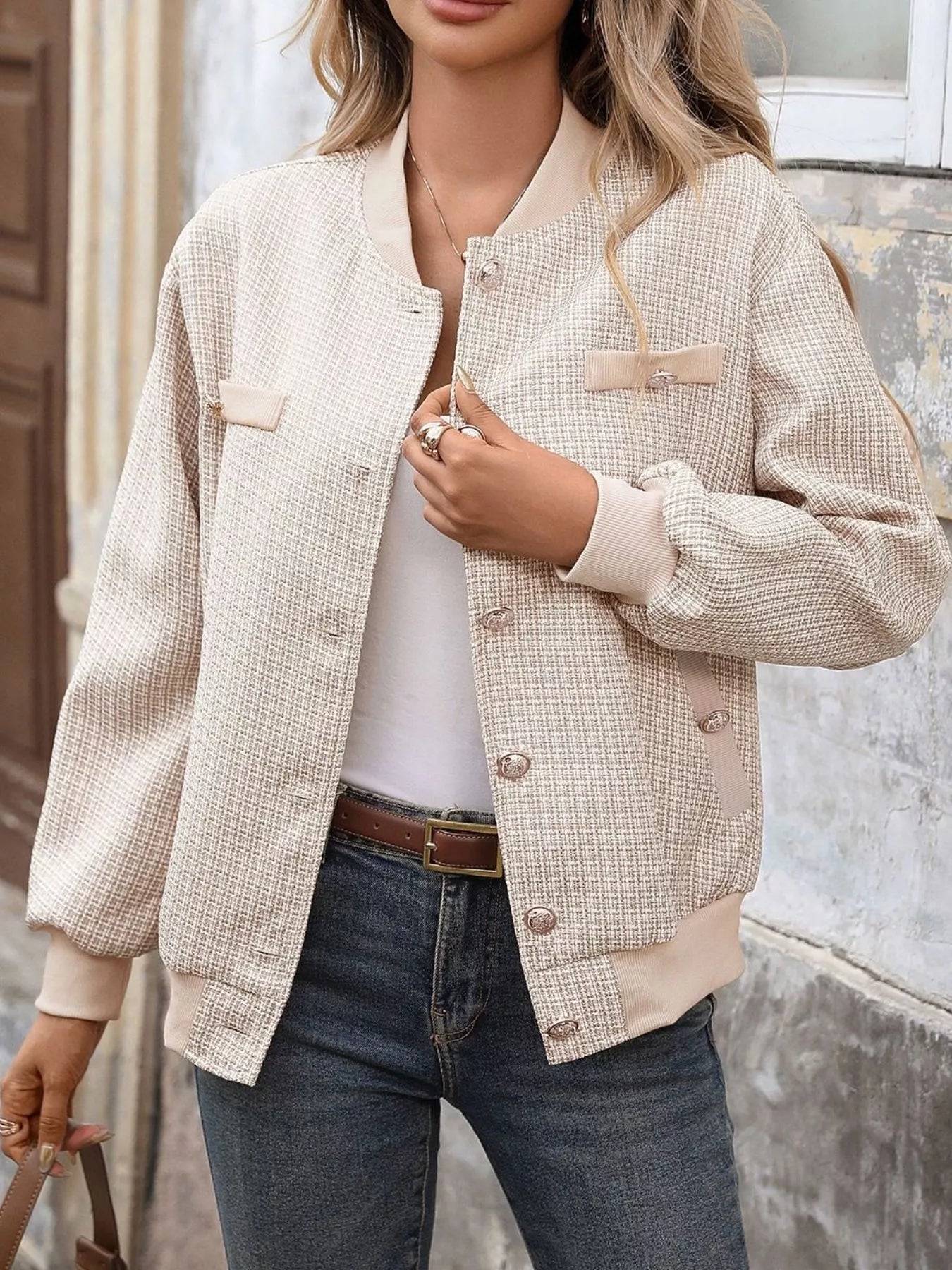 Button Up Long Sleeve Jacket Khaki