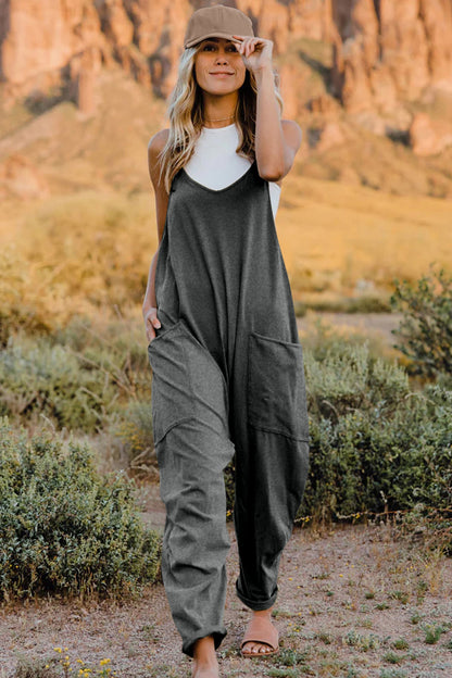 Sleeveless V-Neck Jumpsuit with Pockets