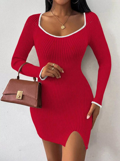Ribbed Knit Bodycon Sweater Dress
